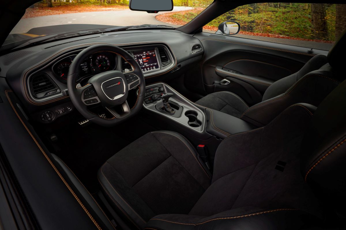 Black interior of the 2022 Dodge Challenger muscle car