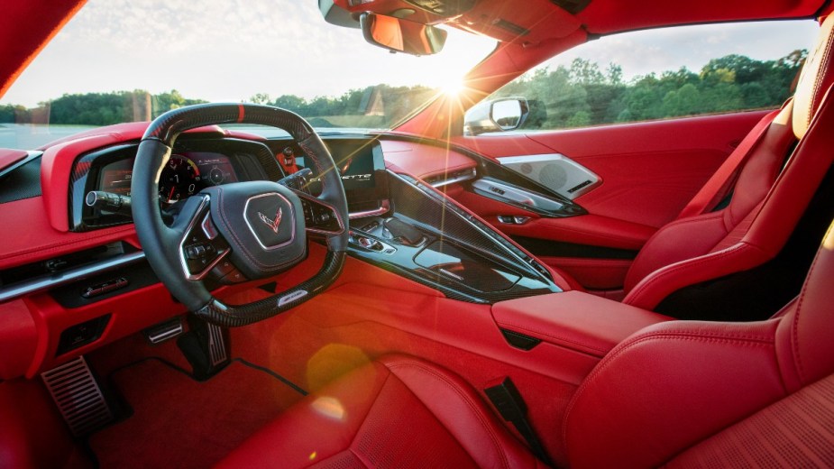 the surprisingly spacious and comfortable interior found on a new 2023 chevy corvette z06