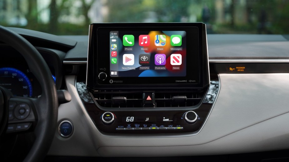 the upgraded infotainment system found in a new 2023 toyota corolla