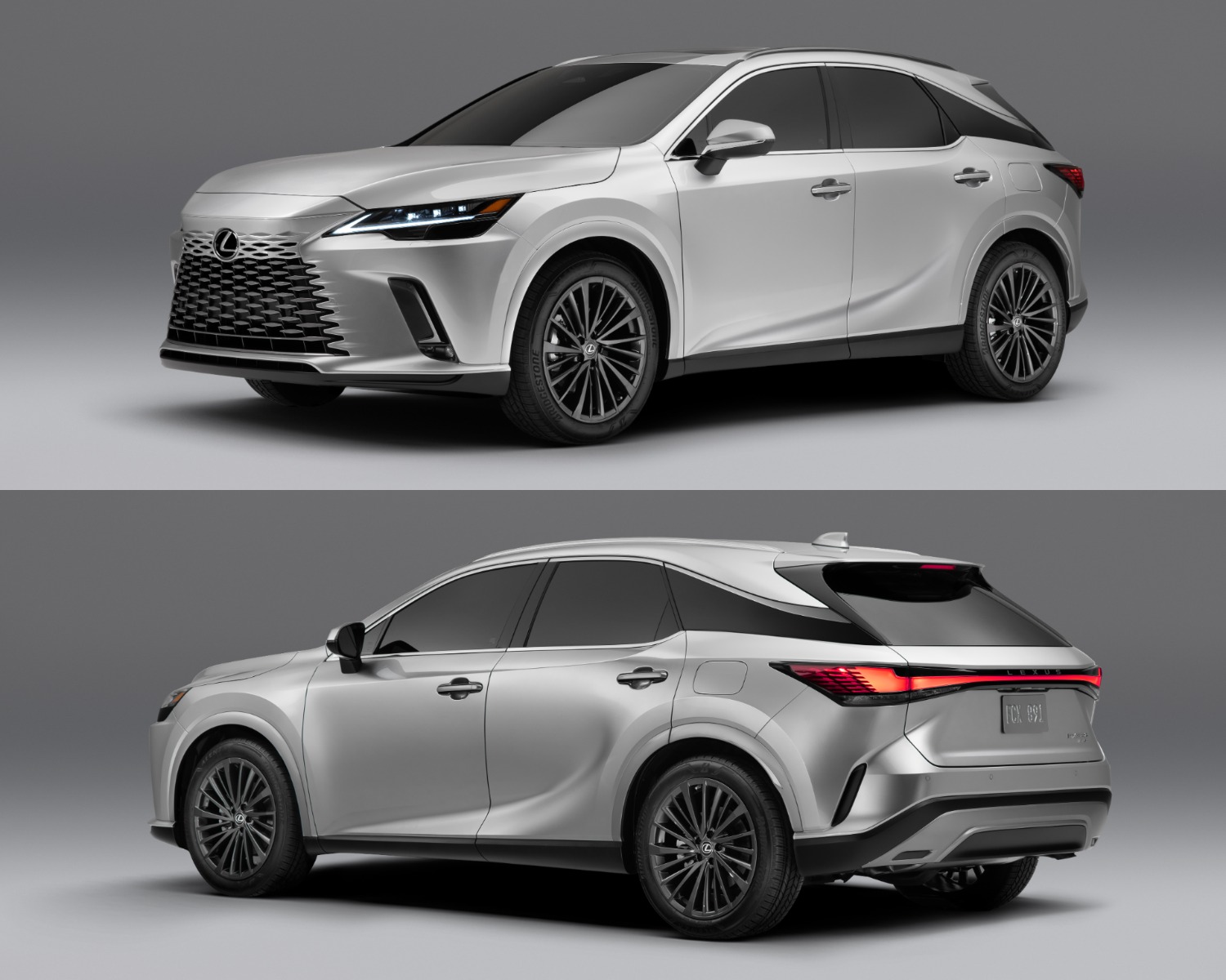 The 2023 Lexus RX SUV front and back end