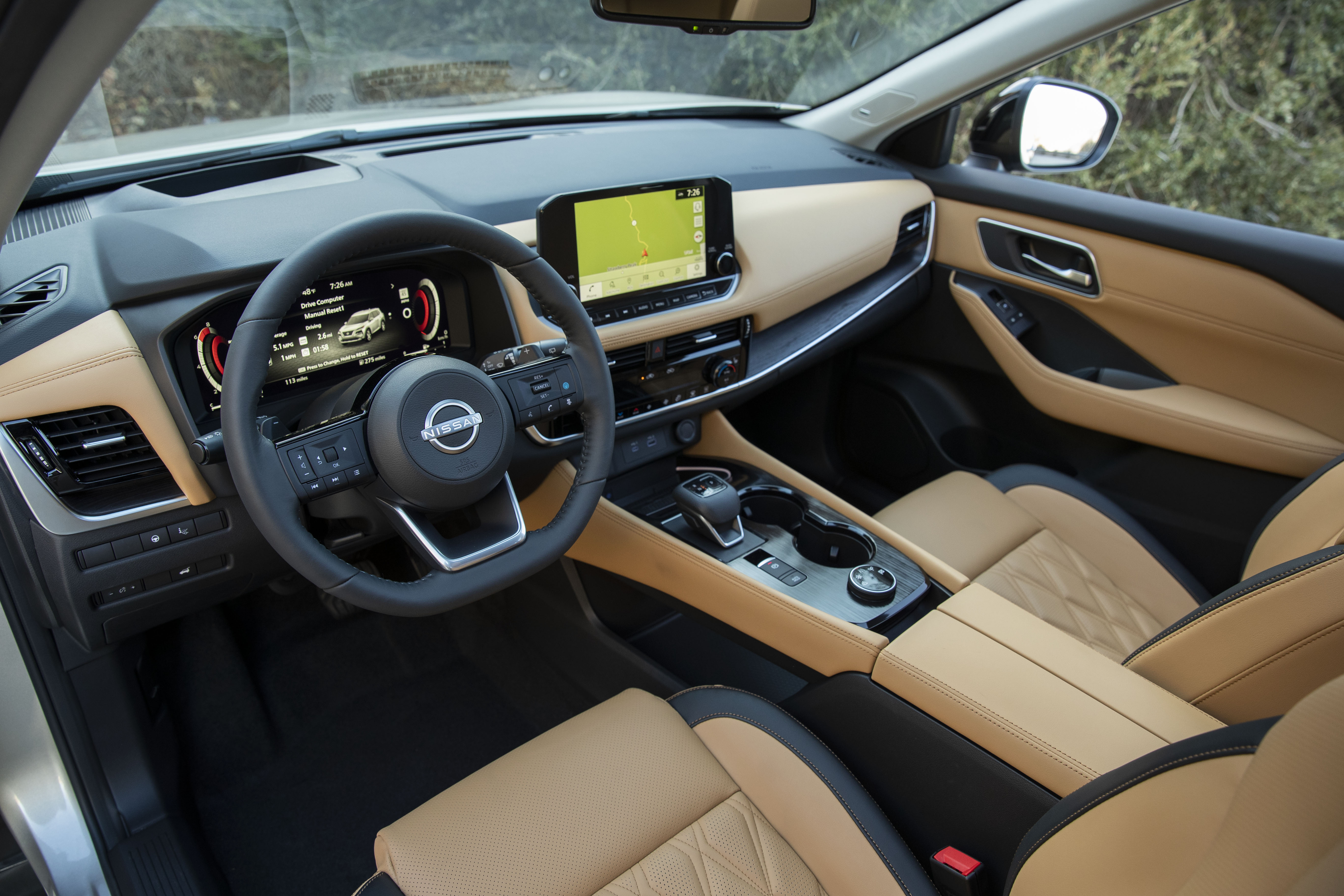 The 2022 Nissan Rogue interior has new soft-touch materials and up to three screens.