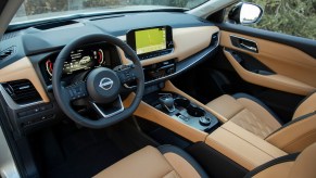 2022 Nissan Rogue interior in tan leather