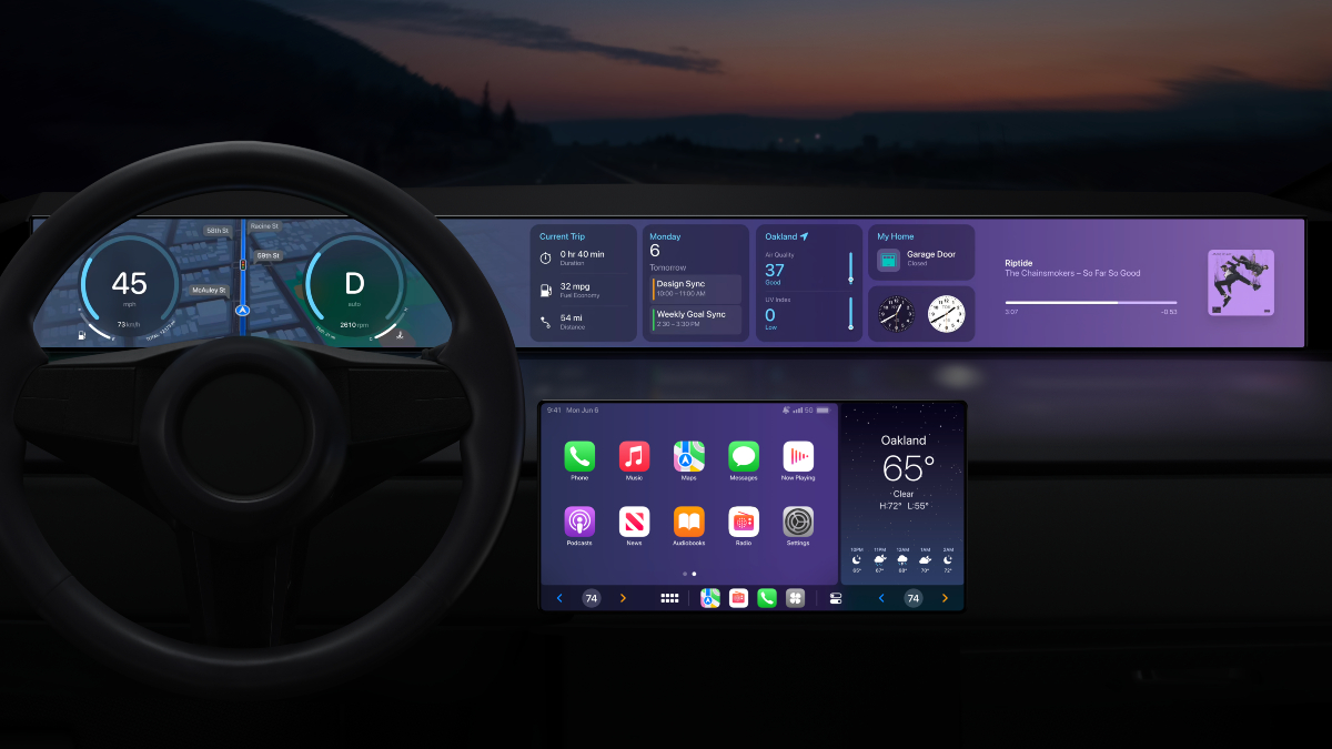 the complete view of upgraded apple carplay running on all screens