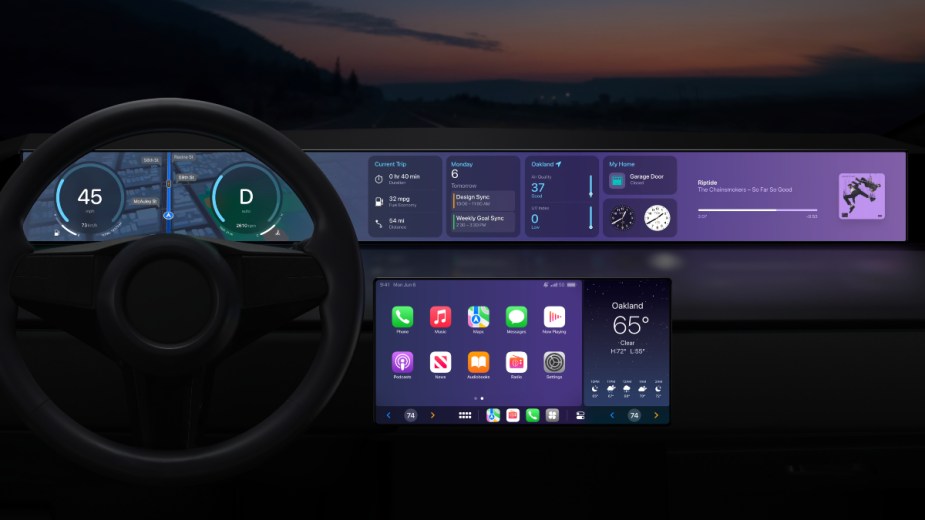 the complete view of the integration of upgraded apple carplay running on all screens