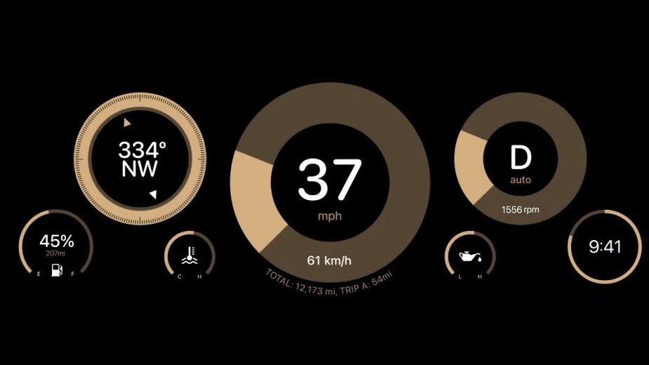 the instrument cluster gauges found in apple carplay