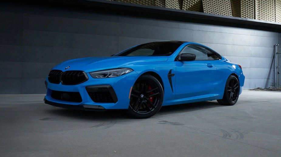 A blue 2023 BMW M8 Competition Coupe