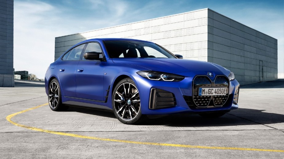 This blue BMW i4 is an attractive electric vehicle