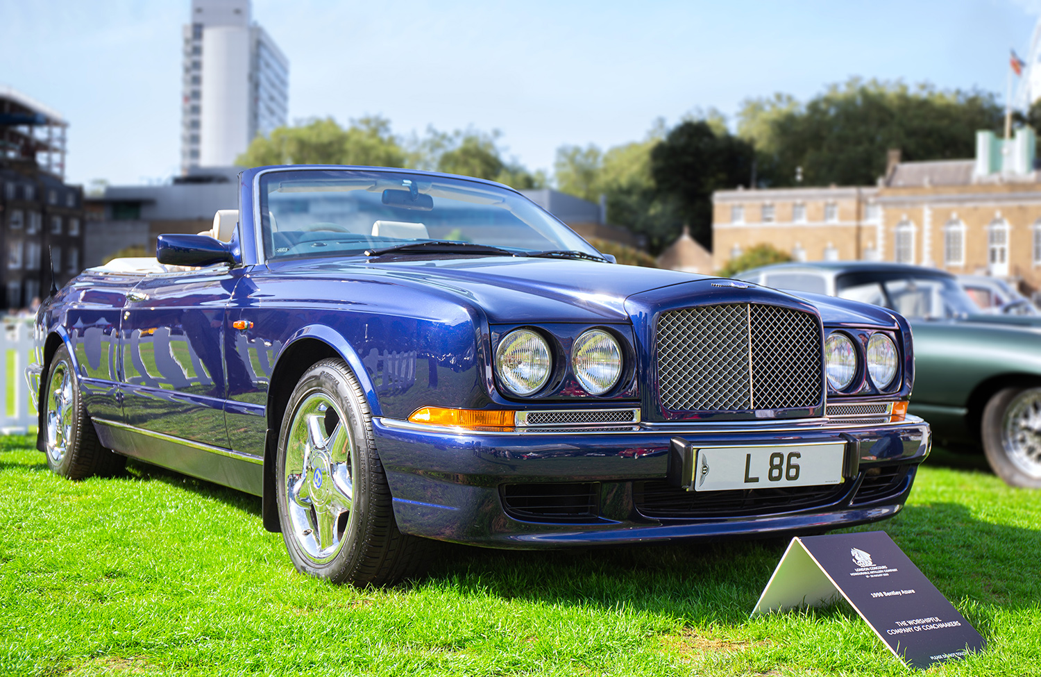 Blue Bentley Azure Convertible on display at London Concours 