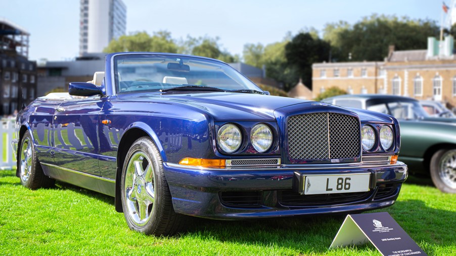 Blue Bentley Azure Convertible on display at London Concours