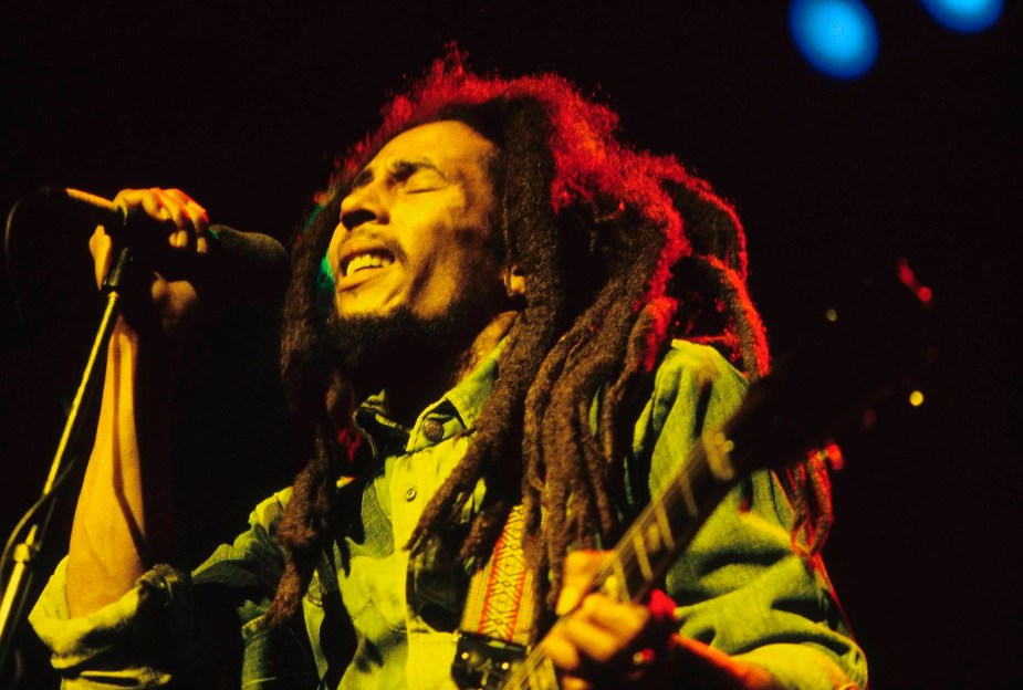 Bob Marley performing on stage