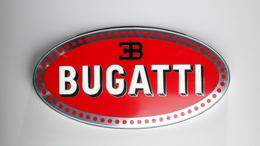 Bugatti Logo Wall Art hanging on white wall