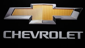 Chevrolet logo, makers of the Chevy Express made by GM or Navistar.