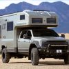 An overland vehicle, the EarthRoamer LTi in the desert.