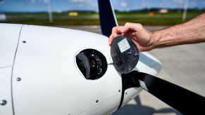 A charging port for an electric airplane.