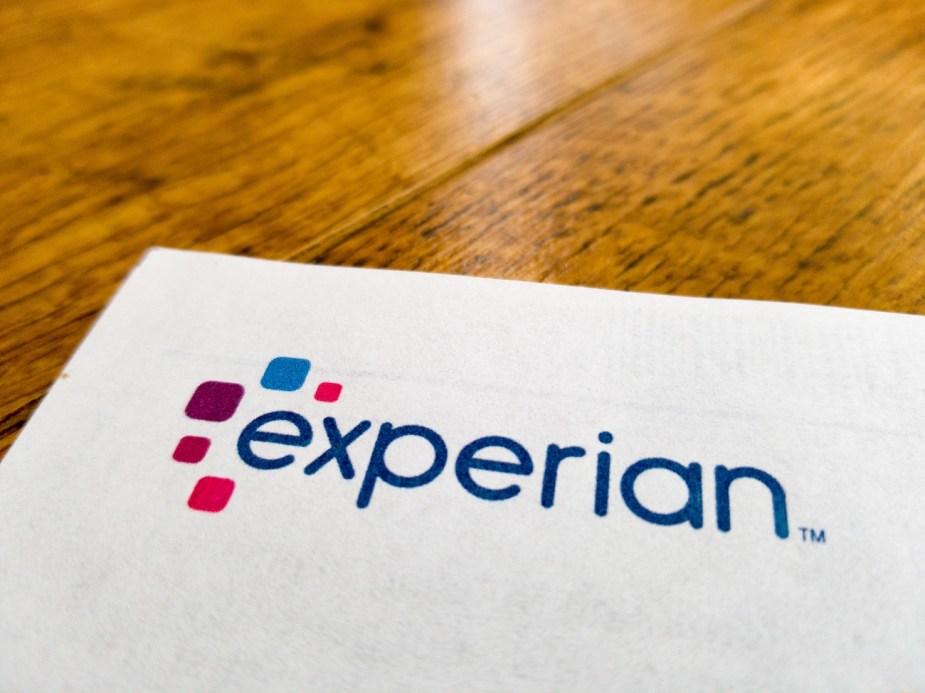 Close up of the Experian credit bureau logo.