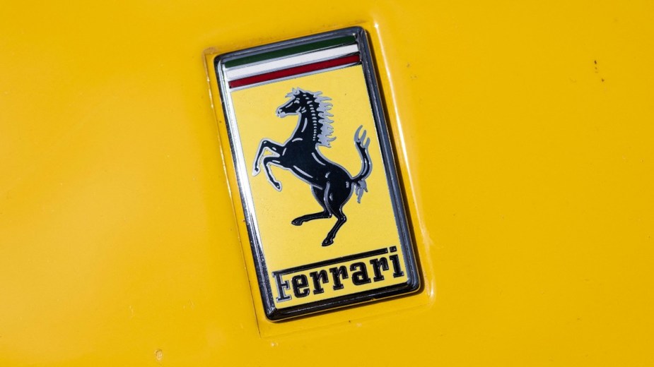 the ferrari prancing horse logo which will be seen on future ferrari ev performance models