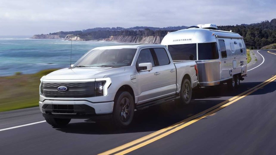 2022 Ford F-150 Lightning Towing an Airstream