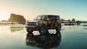 A 2022 Ford Bronco sits with all four of its doors off.