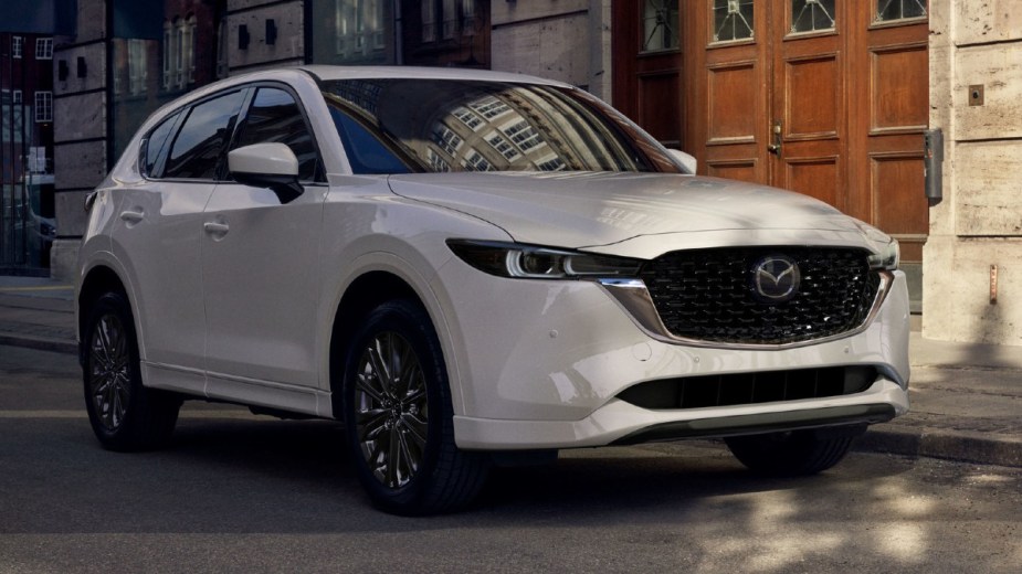 Front angle view of white 2022 Mazda CX-5