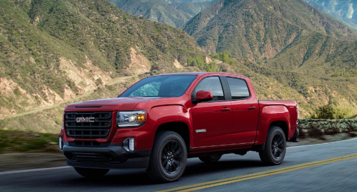A red 2022 GMC Canyon and the Chevy Colorado are the roomiest midsize trucks, at least when it comes to leg room. 