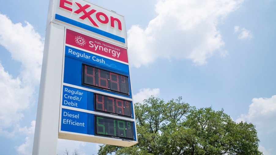Gas prices at an Exon station exceeding $4 a gallon.
