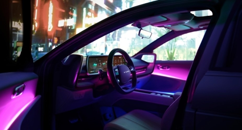 The interior of a Hyundai Ioniq 6 electric car.