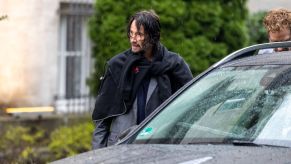 Keanu Reeves leaving his hotel by car to shoot 'John Wick: Chapter 4' in Berlin, Germany