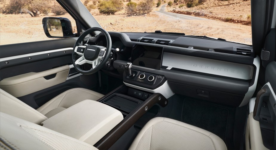 The new Land Rover Defender 130 interior is cool. 
