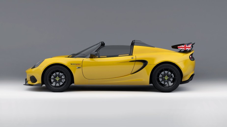 the lotus elise cup 250 final edition parked showing off its small two-seater size