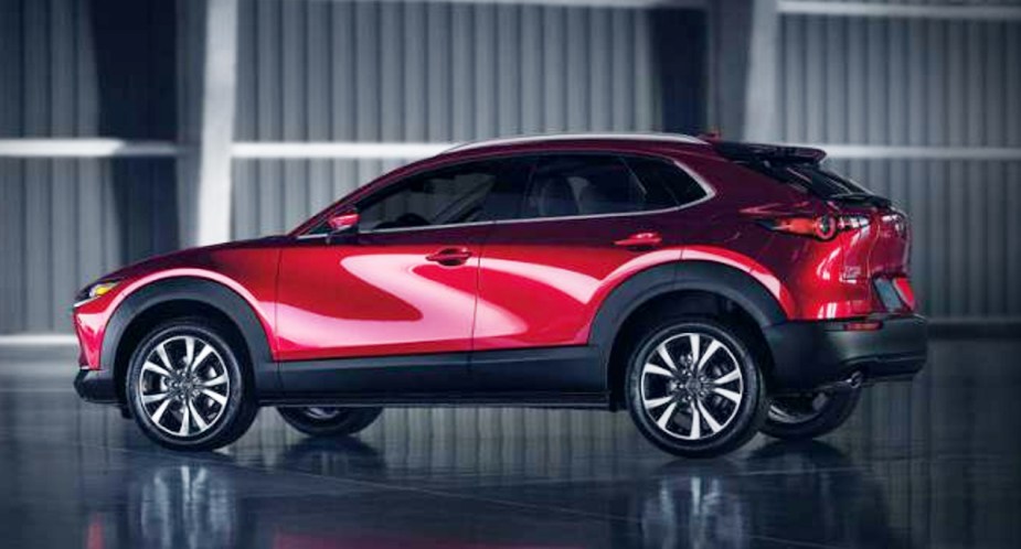 A red 2022 Mazda CX-30 subcompact SUV is parked. 