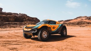 a McLaren Extreme E race in the dirt car