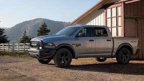 Side view of gray 2022 Ram 1500 Classic, the only full-size pickup truck that costs less than $30,000