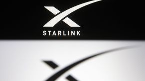 The Starlink logo of a satellite internet constellation