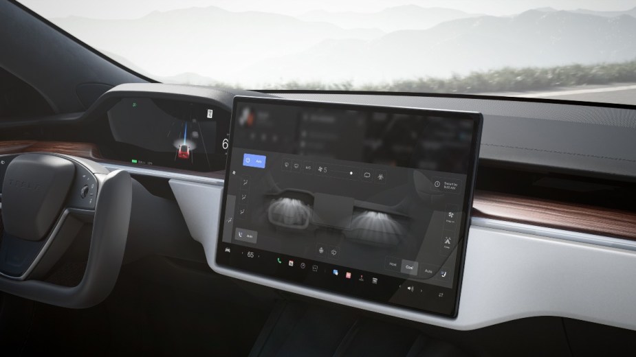 Climate controls found on a new Tesla S model, manage your climate to extend the range of your EV battery