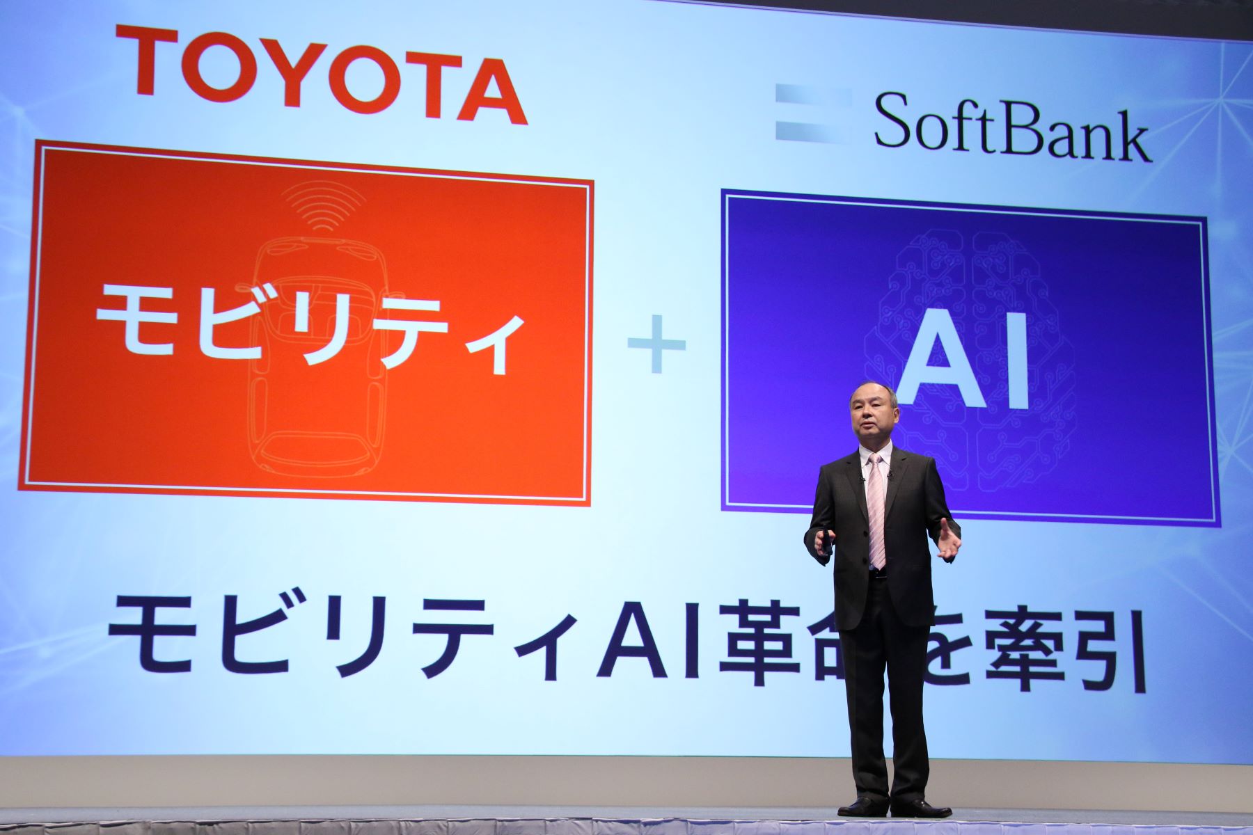A Toyota Motor presentation on AI technology with Softbank called 'MONET'