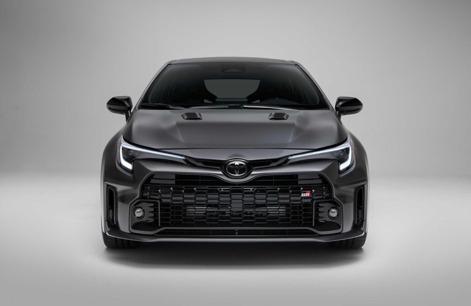 The new Toyota Corolla GR MORIZO Edition hatchback's front end is angry-looking.