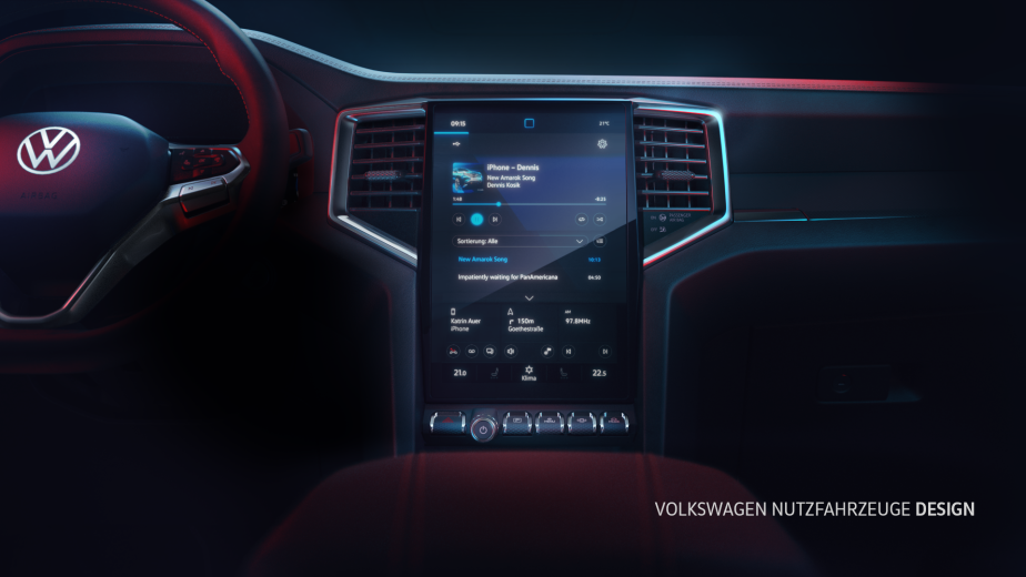 The 2023 Volkswagen Amarok steals the giant infotainment touchscreen from the Ford Ranger pickup truck.