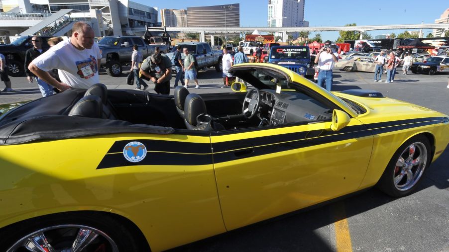 A customized 2010 Dodge Challenger convertible on display at the 2009 SEMA Show in Las Vegas, Nevada