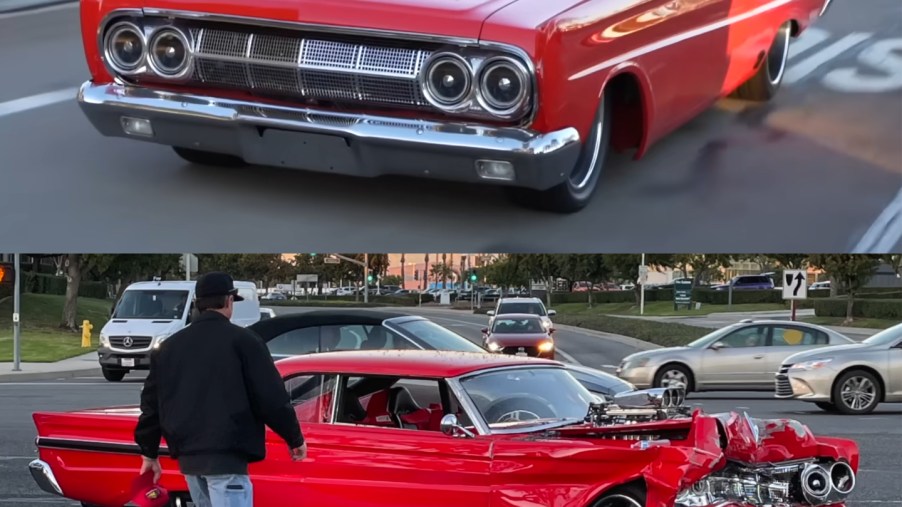 The 1,300 hp Mercury Comet before and after the car accident