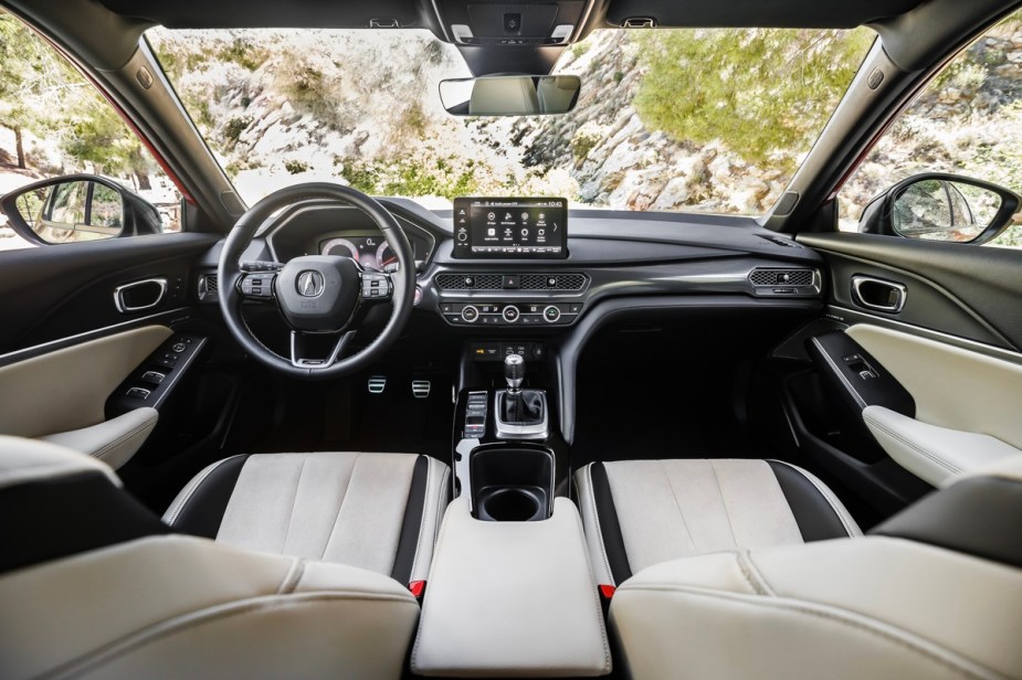 A front interior view in the 2023 Acura Integra