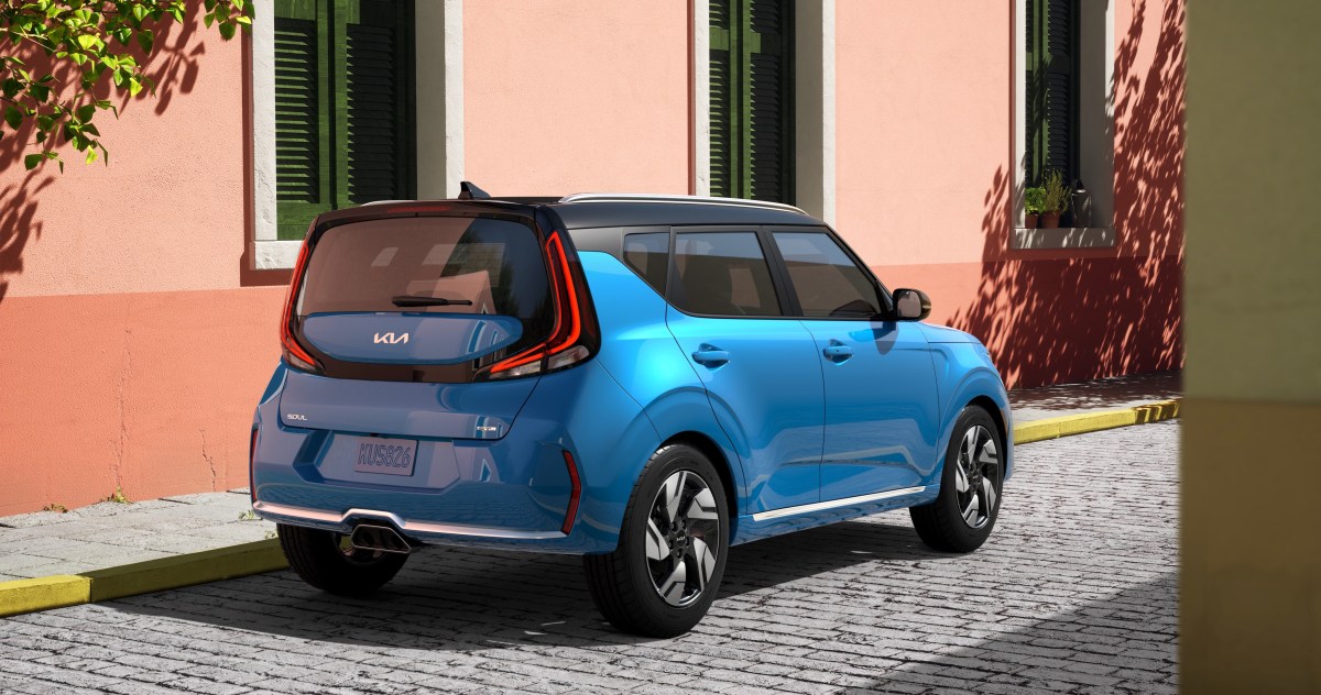 The 2023 Kia Soul GT-Line package packs in two-tone paint and a fancier interior. 
