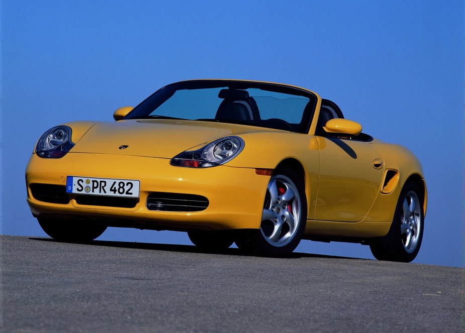 A yellow 2001 Porsche Boxster S