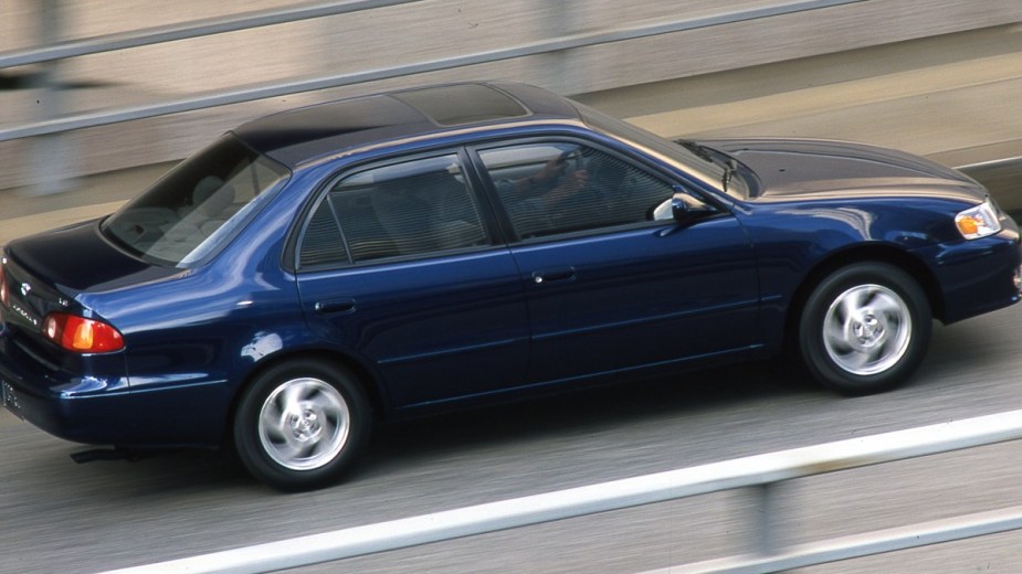 a blue 2001 toyota corolla, a faster and more enjoyable compact sedan 