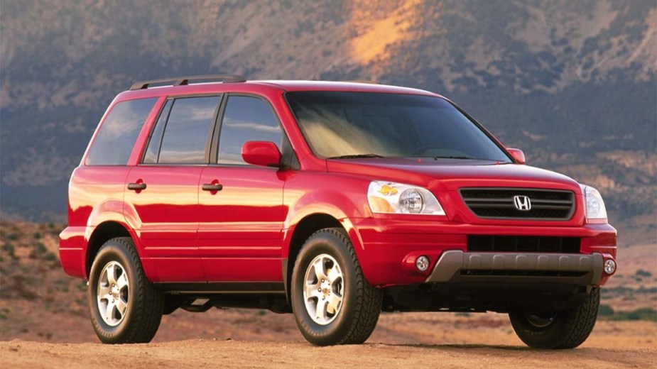This red 2003 Honda Pilot SUV is part of the first generation for this vehicle