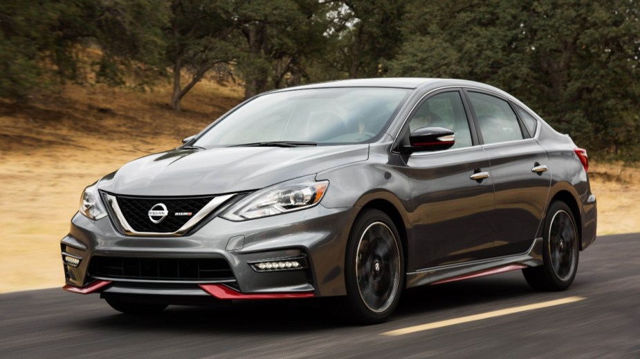 a 2017 nissan sentra nismo drives along the road, a more fun to drive option if you want this compact sedan