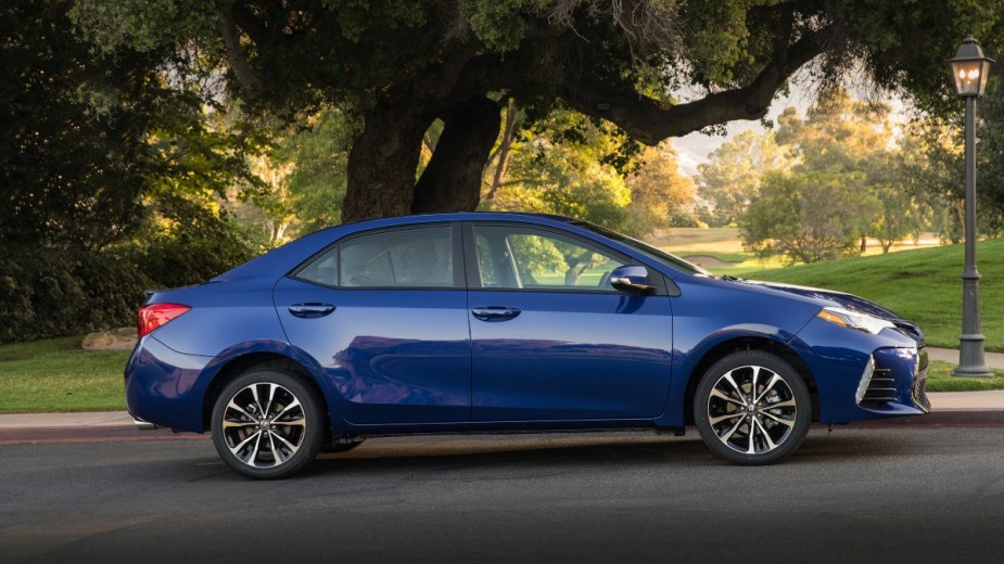 a blue 2018 toyota corolla, a surprisingly spacious compact sedan