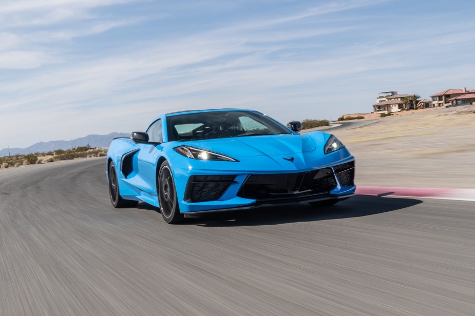 The Chevrolet Corvette C8, like this one, made KBB's list of the cheapest performance cars to own.