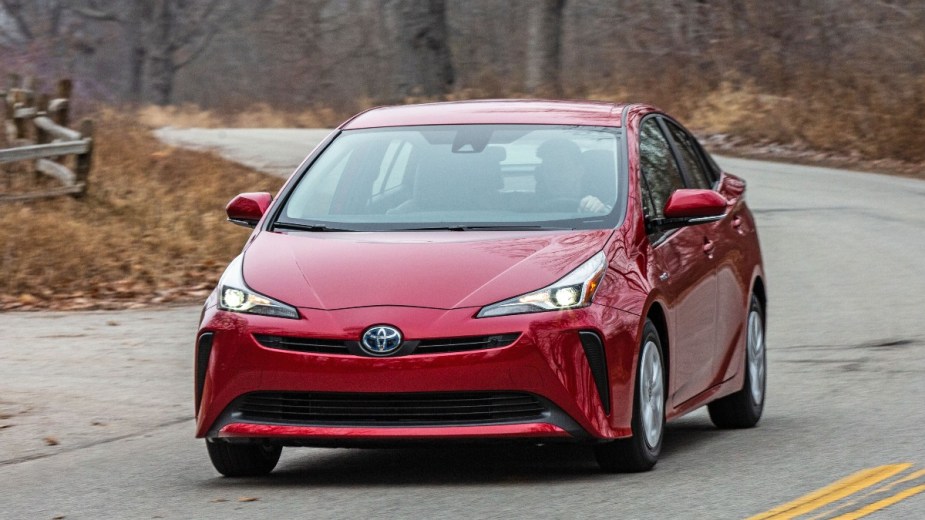 a red 2020 toyota prius, a great used hybrid option for more drivers