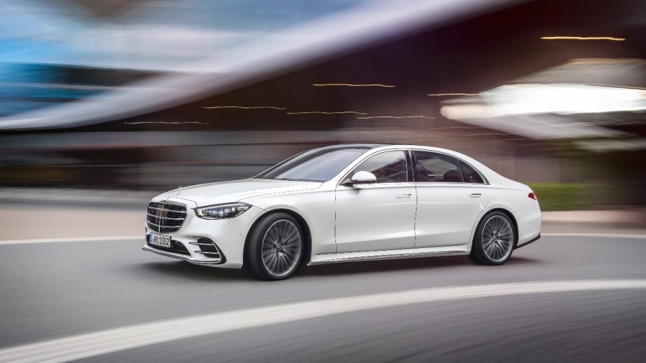 a white 2022 mercedes benz s class, the best full size luxury sedan of 2022
