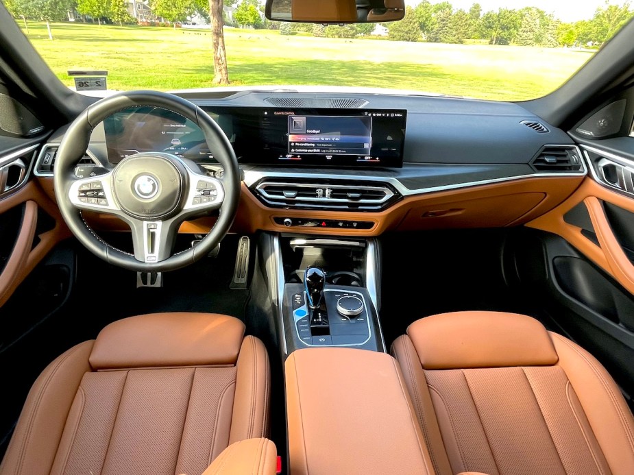 A front interior view of the 2022 BMW i4 M50.